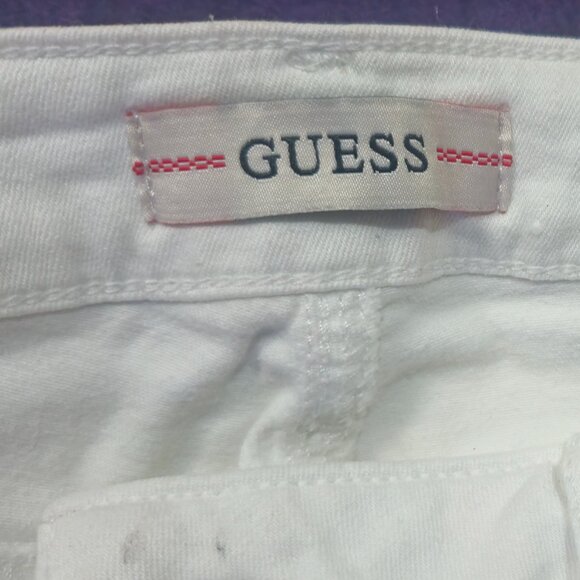 Guess Pre-loved White Stretch Denim 1981 skinny crop jeans Size 31 - Picture 5 of 7